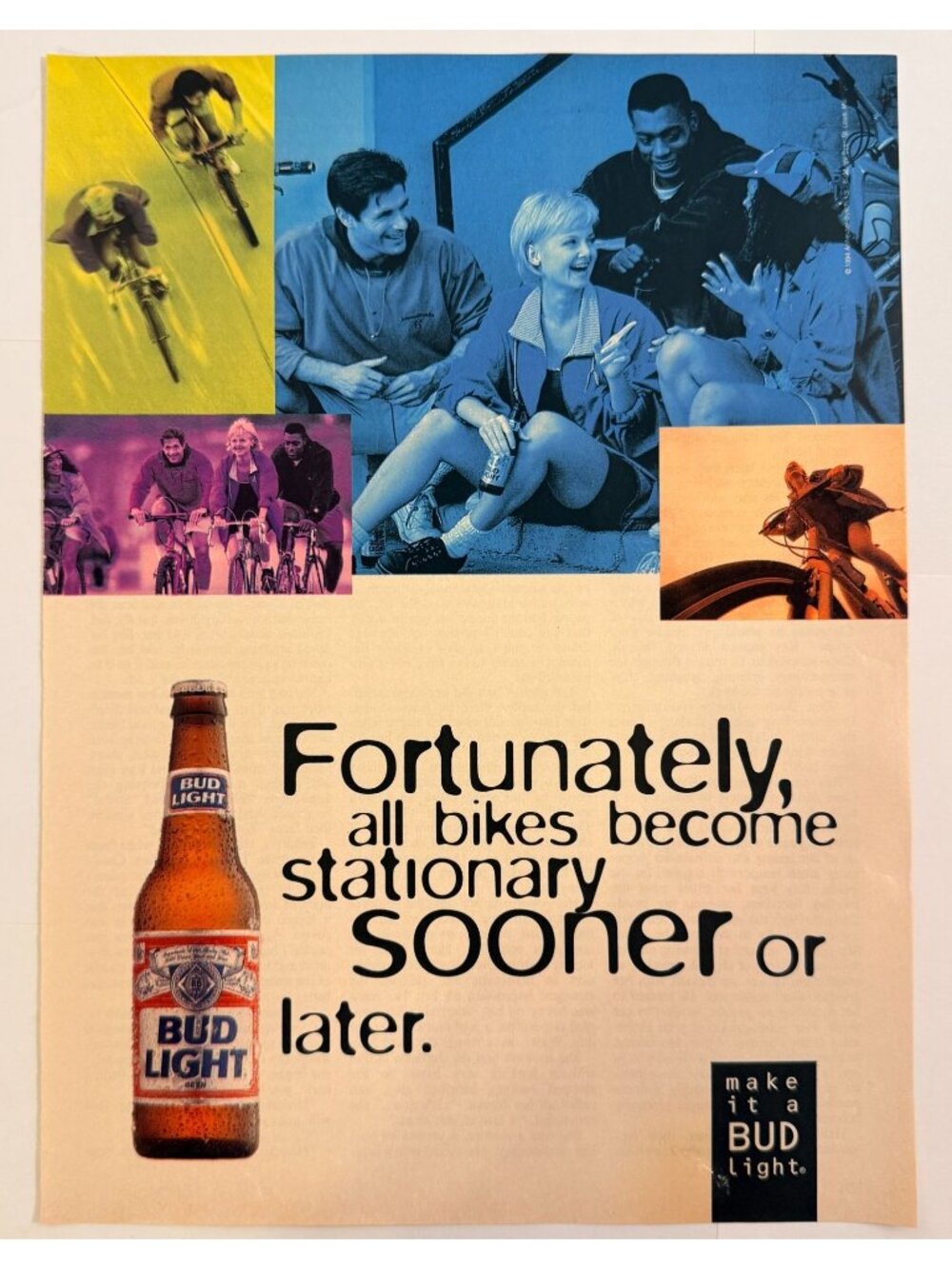 Vintage 1994 Bud Light Beer Bikers with Friends Magazine Advertisement Print Ad